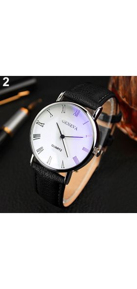 Men Watch Roman Numerals Blu-Ray Faux Leather Band Quartz Analog Business Wrist Watch montre homme часы мужские наручные