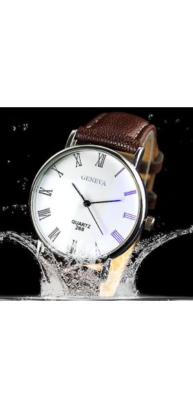 Men Watch Roman Numerals Blu-Ray Faux Leather Band Quartz Analog Business Wrist Watch montre homme часы мужские наручные