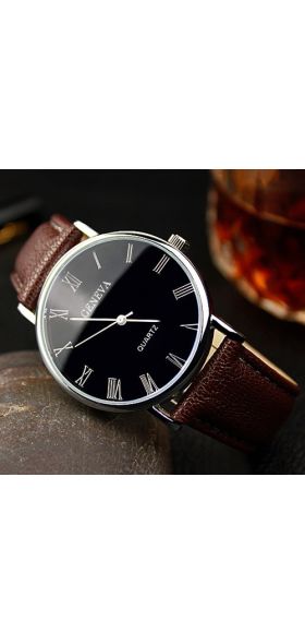 Men Watch Roman Numerals Blu-Ray Faux Leather Band Quartz Analog Business Wrist Watch montre homme часы мужские наручные