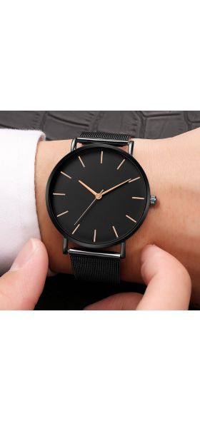 Minimalist Men Fashion Ultra Thin Watches Simple Men Business Stainless Steel Mesh Belt Quartz Watch Relogio Masculino