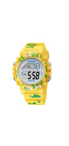 Navy Blue Camouflage Kids Watches LED Colorful Flash Digital Waterproof Alarm For Boys Girls Date Week Creative Children's Clock