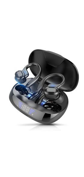 TWS Bluetooth Earphones With Microphones Sport Ear Hook LED Display Wireless Headphones HiFi Stereo Earbuds Waterproof Headsets