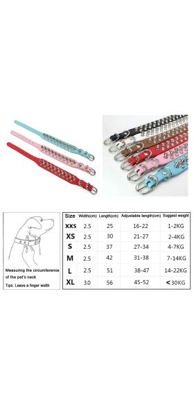 Adjustable Leather Pet Dog collar Neck Strap Supplies PU Leather Punk Rivet Spiked Dog Collar Pet Collars For Small Dog Cat