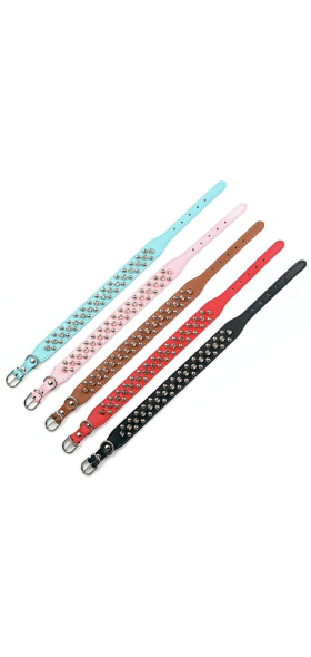 Adjustable Leather Pet Dog collar Neck Strap Supplies PU Leather Punk Rivet Spiked Dog Collar Pet Collars For Small Dog Cat