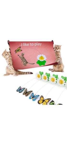 Automatic Electric Rotating Cat Toy Colorful Butterfly Bird Animal Shape Interactive Pet Dog Kitten Interactive Training Cat Toy