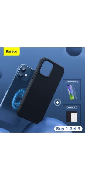 Baseus Magnetic Phone Case For iPhone 12 Pro Max Mini Shockproof Liquid Silicone Back Cover For iPhone 12Pro 12Mini Coque Shell