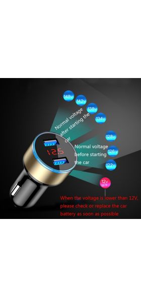 Car Charger Dual USB QC 3.0 Adapter Cigarette Lighter LED Voltmeter For All Types Mobile Phone Charger Smart Dual USB Charging