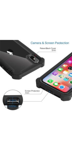 Heavy Duty Shockproof Phone Case For iPhone 11 Pro Max X XR XS Max SE 2020 6 6S 7 8 Plus 5S Soft TPU+PC Transparent Back Cover