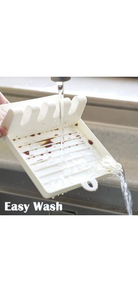 Hot Cooking Utensil Rest Kitchen Organizer and Storage with Drip Pad Kitchen Fork Spoon Holders Non-slip Pad Kitchen Accessories