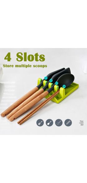 Hot Cooking Utensil Rest Kitchen Organizer and Storage with Drip Pad Kitchen Fork Spoon Holders Non-slip Pad Kitchen Accessories