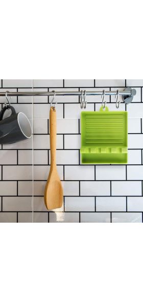 Hot Cooking Utensil Rest Kitchen Organizer and Storage with Drip Pad Kitchen Fork Spoon Holders Non-slip Pad Kitchen Accessories