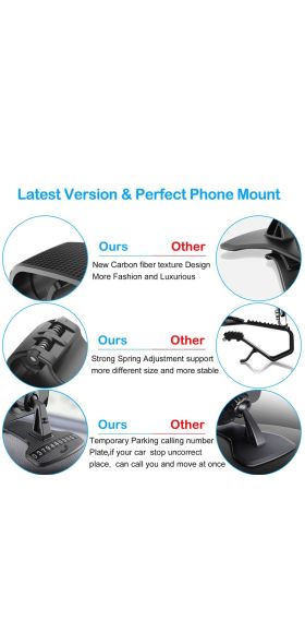 New HUD Car Dashboard Phone stand 360° Adjustable GPS Car Clips Holder Hidden Parking number for Mobile Phone car stand Support