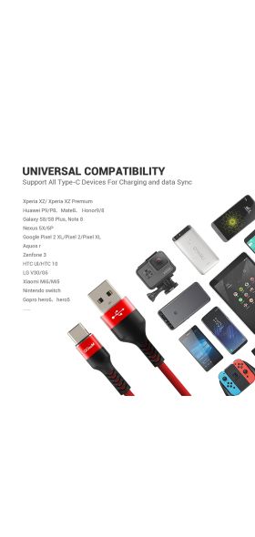 QGEEM USB Type C Cable USB-C Mobile Phone Fast Charging USB Charger Cable for Samsung Galaxy S9 Huawei Mate 20 Xiaomi USB Type-C