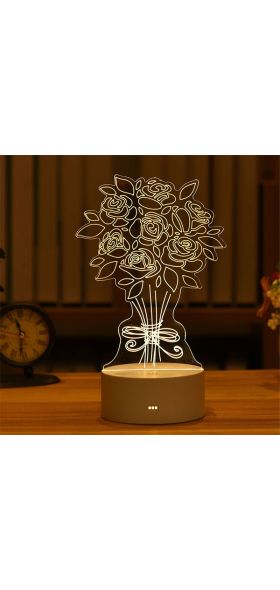 Romantic Love 3D Lamp Heart-shaped Balloon Acrylic LED Night Light Decorative Table Lamp Valentine's Day Sweetheart Wife's Gift