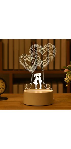 Romantic Love 3D Lamp Heart-shaped Balloon Acrylic LED Night Light Decorative Table Lamp Valentine's Day Sweetheart Wife's Gift