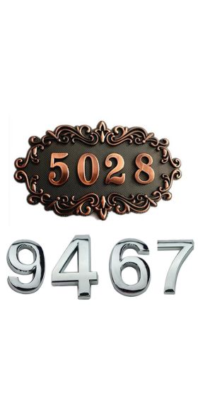 Sale 5cm 3D Digits 0-9 Number Sticker Plate Sign Hotel Silvery Door Number Plaque Modern Plated House Home Decor