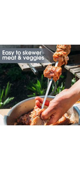 Skewers for Barbecue Reusable Grill Stainless Steel Skewers Shish Kebab BBQ Camping Flat Forks Gadgets Kitchen Accessories Tools