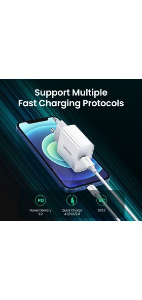 UGREEN Quick Charge 4.0 3.0 QC PD Charger 20W QC4.0 QC3.0 USB Type C Fast Charger for iPhone 12 X Xs 8 Xiaomi Phone PD Charger