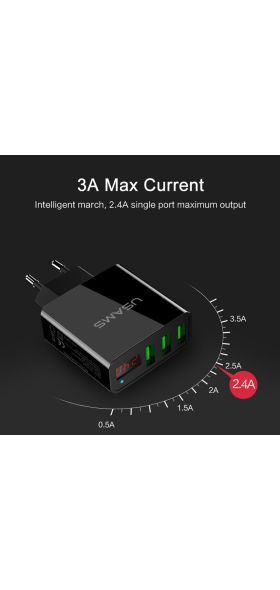 USAMS USB Charger Quick Charge for iPhone 11 7 Xiaomi Samsung Huawei 5V 3A Digital Display Fast Charging Mobile Phone Charger