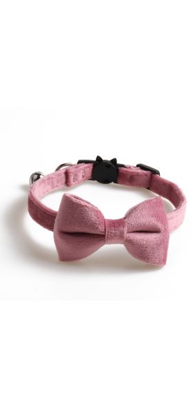 Velvet Cat Collar Bowknot Adjustable Safety Buckle Gatos Bow Tie Cat Accessories Collar for Cats with Bell Solid Color