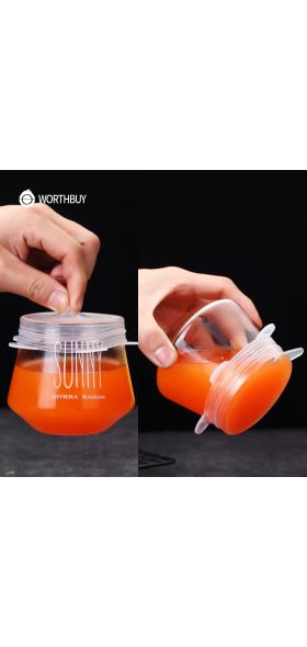 WORTHBUY 6 Pcs/Set Food Silicone Cover Cap Universal Silicone Lids For Cookware Bowl Reusable Stretch Lids Kitchen Accessories