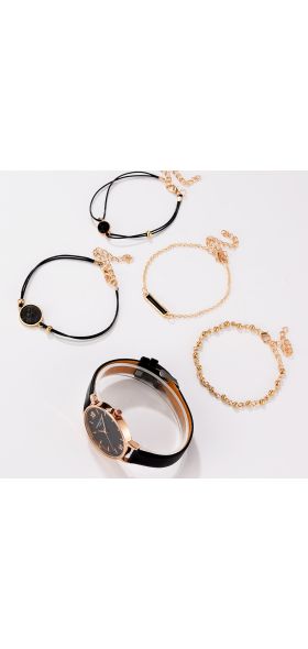 Watch Set Women 5pcs Woman Quartz Wristwatch Leather Ladies Bracelet Luxury Watch Casual Relogio Femenino Gift For Girlfriend
