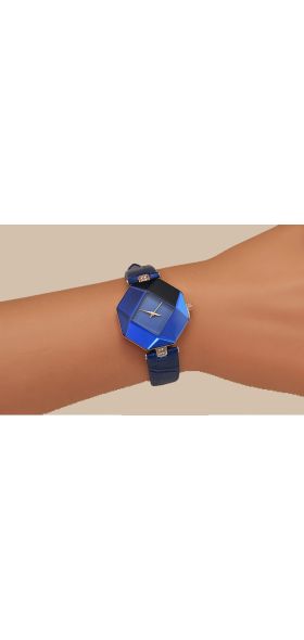 Women Watches Gem Cut Geometry Crystal Leather Quartz Wristwatch Fashion Dress Watch Ladies Gifts Clock Relogio Feminino 5 color