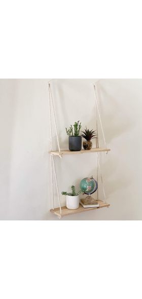 Wooden Rope Swing Wall Hanging Plant Flower Pot Tray Mounted Floating Wall Shelves Nordic Home Decoration Moredn Simple Design