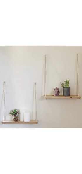 Wooden Rope Swing Wall Hanging Plant Flower Pot Tray Mounted Floating Wall Shelves Nordic Home Decoration Moredn Simple Design