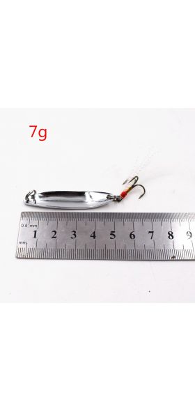 1 PCS 5g-21g Metal Silver Sequins Fishing Lures Spoon Lure Hard Baits With Feather Bass Sea Lures Spinner Wobbles Fishing Tackle