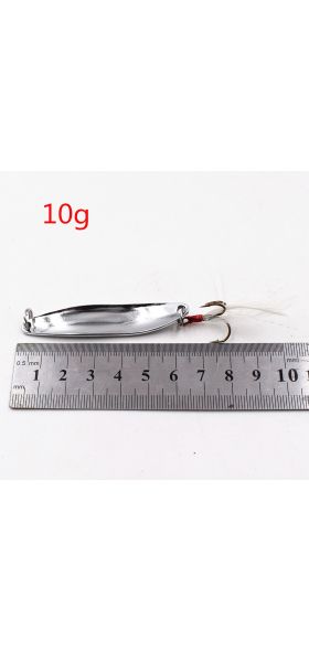 1 PCS 5g-21g Metal Silver Sequins Fishing Lures Spoon Lure Hard Baits With Feather Bass Sea Lures Spinner Wobbles Fishing Tackle