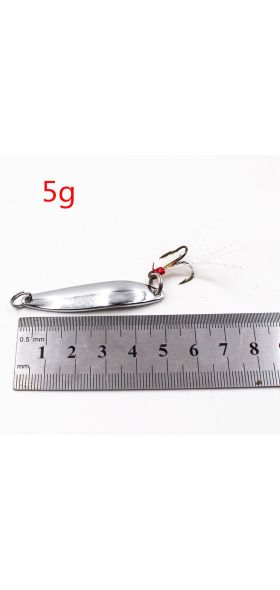 1 PCS 5g-21g Metal Silver Sequins Fishing Lures Spoon Lure Hard Baits With Feather Bass Sea Lures Spinner Wobbles Fishing Tackle