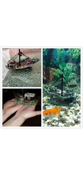 2019 Hot Aquarium Fish Tank Landscape Pirate Ship Wreck Ship Decor Resin Boat Ornament Aquarium Accessories Decoration #Y5
