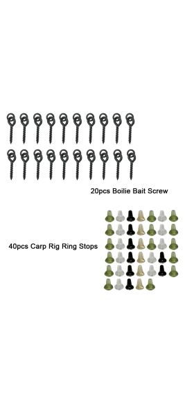 40Pcs Carp Rig Ring Stops With 20Pcs Boilie Bait Screw Fishing Bait Ring Swivel Carp Fishing Accessories