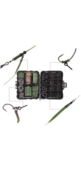 420Pcs/Box Carp Fishing Tackle Kit Including Swivels Hooks Anti Tangle Sleeves Hook Stop Beads Boilie Bait Screw Accessories