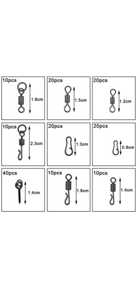 420Pcs/Box Carp Fishing Tackle Kit Including Swivels Hooks Anti Tangle Sleeves Hook Stop Beads Boilie Bait Screw Accessories