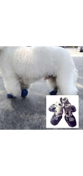 4pcs/Set Cute Cotton Rubber Pet Dog Shoes Waterproof Non-slip Dog Rain Snow Boots Socks For Puppy Large Small Cats Dogs