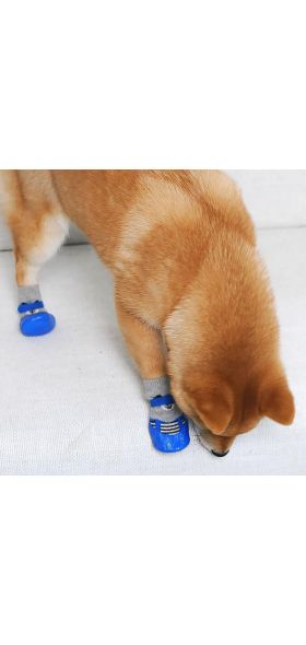 4pcs/Set Cute Cotton Rubber Pet Dog Shoes Waterproof Non-slip Dog Rain Snow Boots Socks For Puppy Large Small Cats Dogs