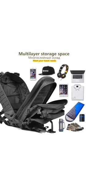 50L Large Capacity Men Army Military Tactical Backpack 3P Softback Outdoor Waterproof Bug Rucksack Hiking Camping Hunting Bags