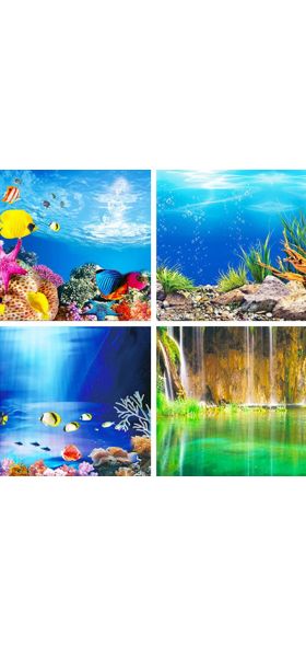 Aquarium Landscape Sticker Poster Fish Tank 3D Background Painting Sticker Double-sided Ocean Sea Plants Aquarium Decor