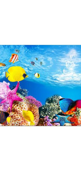 Aquarium Landscape Sticker Poster Fish Tank 3D Background Painting Sticker Double-sided Ocean Sea Plants Aquarium Decor