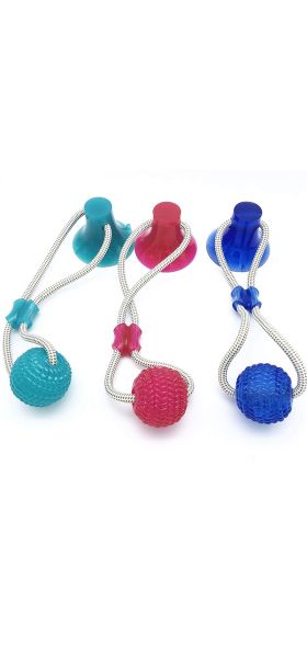 Dog Toys Pet Puppy Interactive Suction Cup Push TPR Ball Toys Molar Bite Toy Elastic Ropes Dog Tooth Cleaning Chewing Supplies