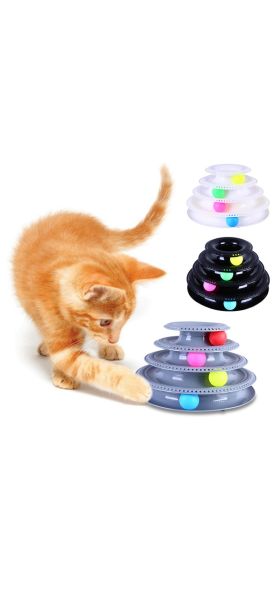 Funny Pet Interactive Toy Cat Colorful 3/4-Layer Plastic Tower Tracks Toy With Balls For IQ Traning