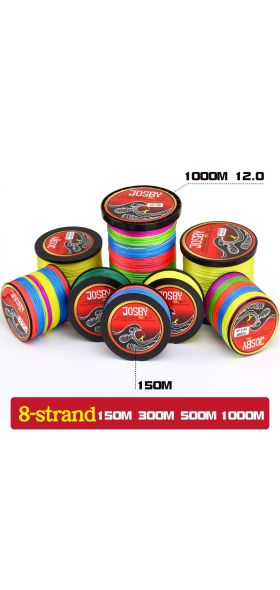 JOSBY Pesca Fly Fishing Line 8 Strand PE Carp Braided Wire Peche Sea Spinning Multifilamento Cord 12~120LB 1000M 500M 300M 150M