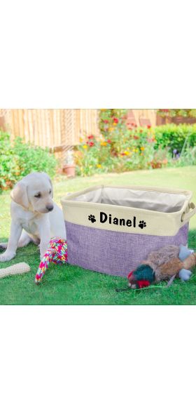 Personalized Pet Dog Toy Storage Basket Dog Canvas Bag Foldable Pet Toys Linen Storage Box Bins Dog Accessories Pet Supplies