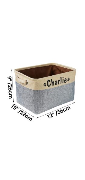 Personalized Pet Dog Toy Storage Basket Dog Canvas Bag Foldable Pet Toys Linen Storage Box Bins Dog Accessories Pet Supplies