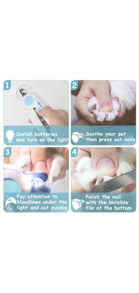 Pet Nail Clipper Scissors Professional LED Safety Nail Clippers Stainless Steel Convenient Nail Cutter Pet Dog Cat Claw Toe Clea