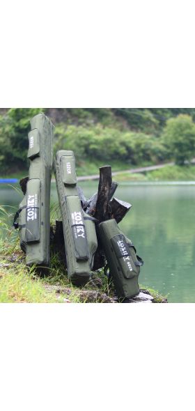 Portable Foldable Fishing Rod Carrier Fish Pole Tools Storage Bag Case