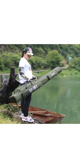 Portable Foldable Fishing Rod Carrier Fish Pole Tools Storage Bag Case