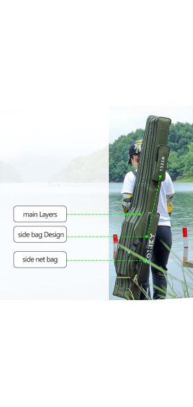 Portable Foldable Fishing Rod Carrier Fish Pole Tools Storage Bag Case